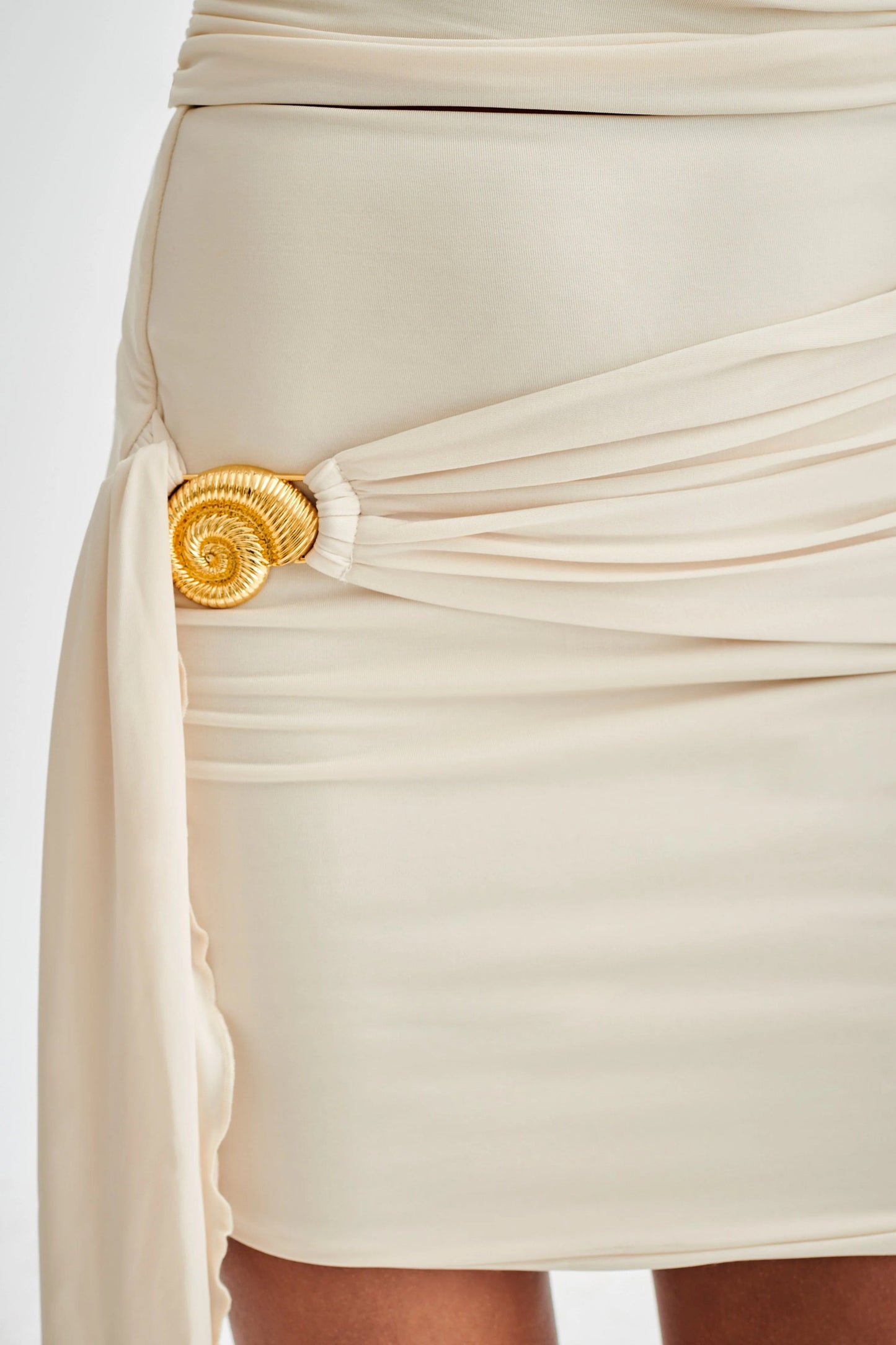 Sea Shell Buckle Detail Mini Skirt