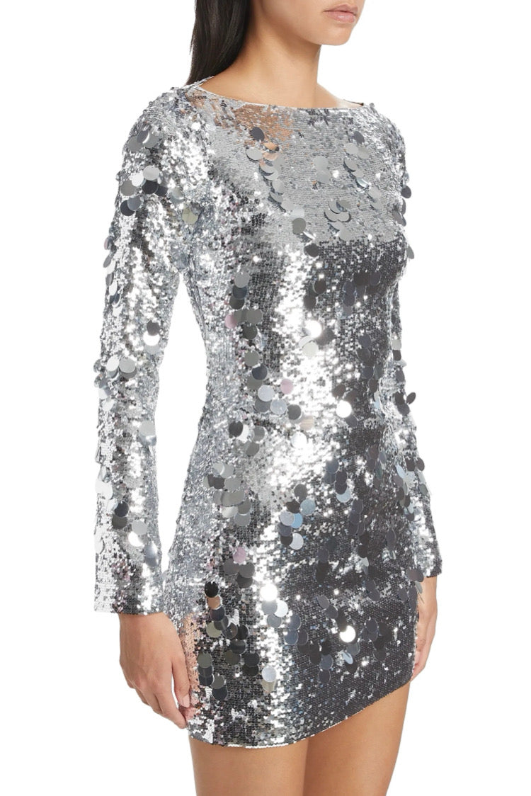 Guizio Paillette Backless Mini Dress