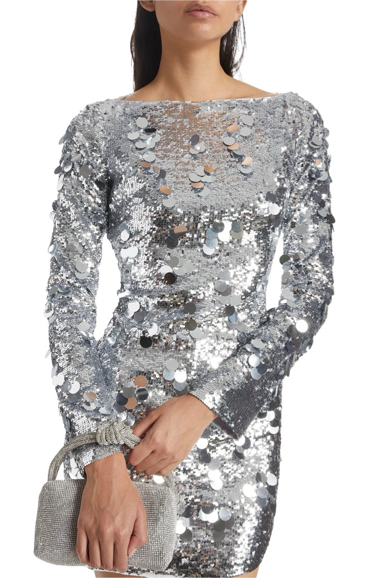 Guizio Paillette Backless Mini Dress