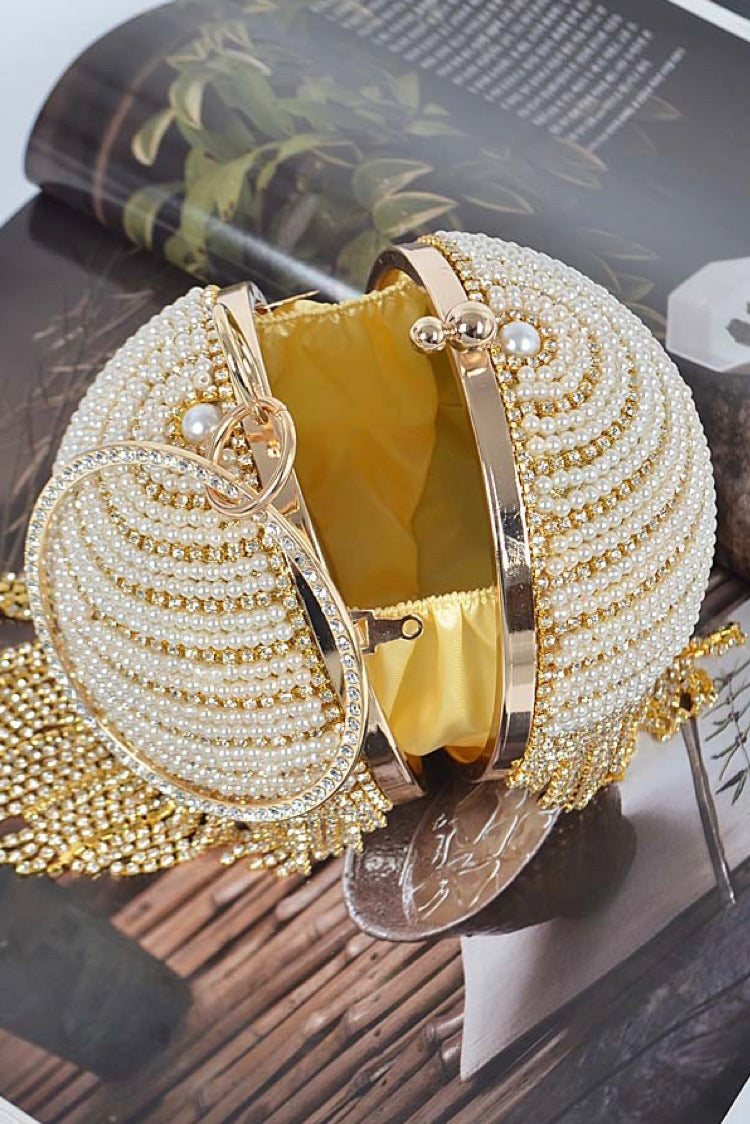 Rhinestone Fringe Clutch