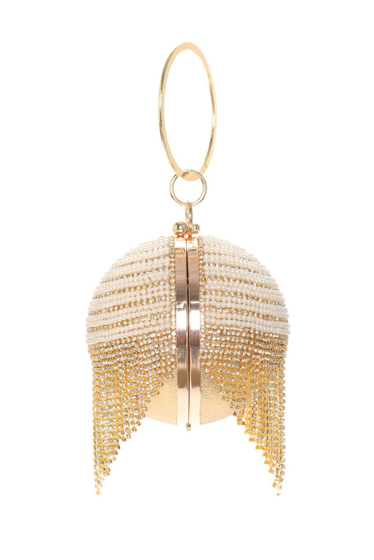 Rhinestone Fringe Clutch