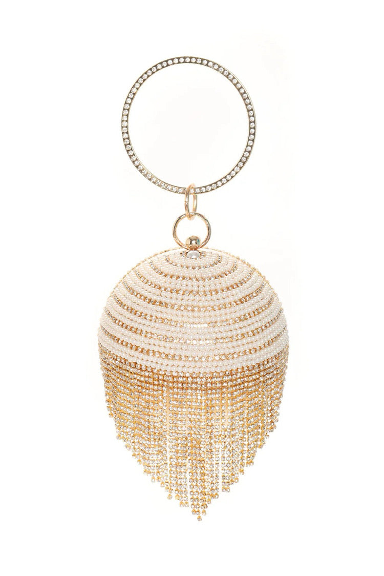 Rhinestone Fringe Clutch