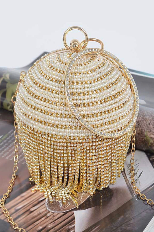 Rhinestone Fringe Clutch