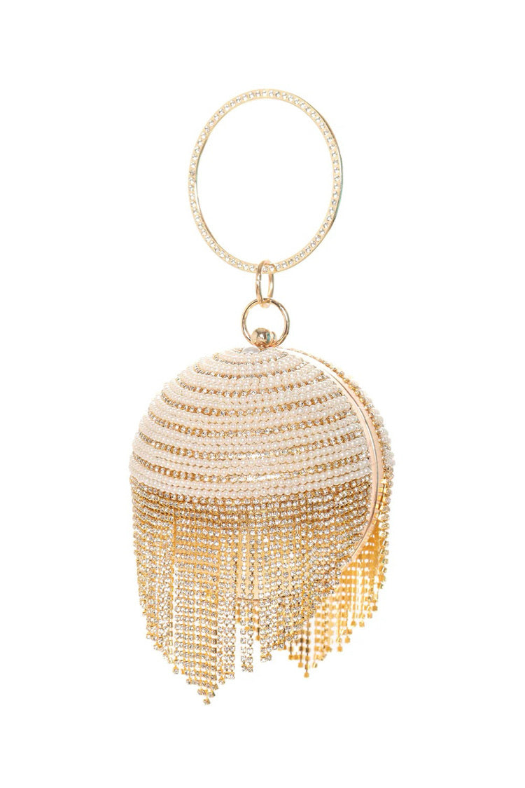 Rhinestone Fringe Clutch
