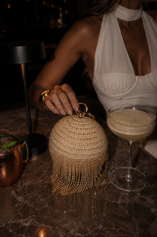 Rhinestone Fringe Clutch